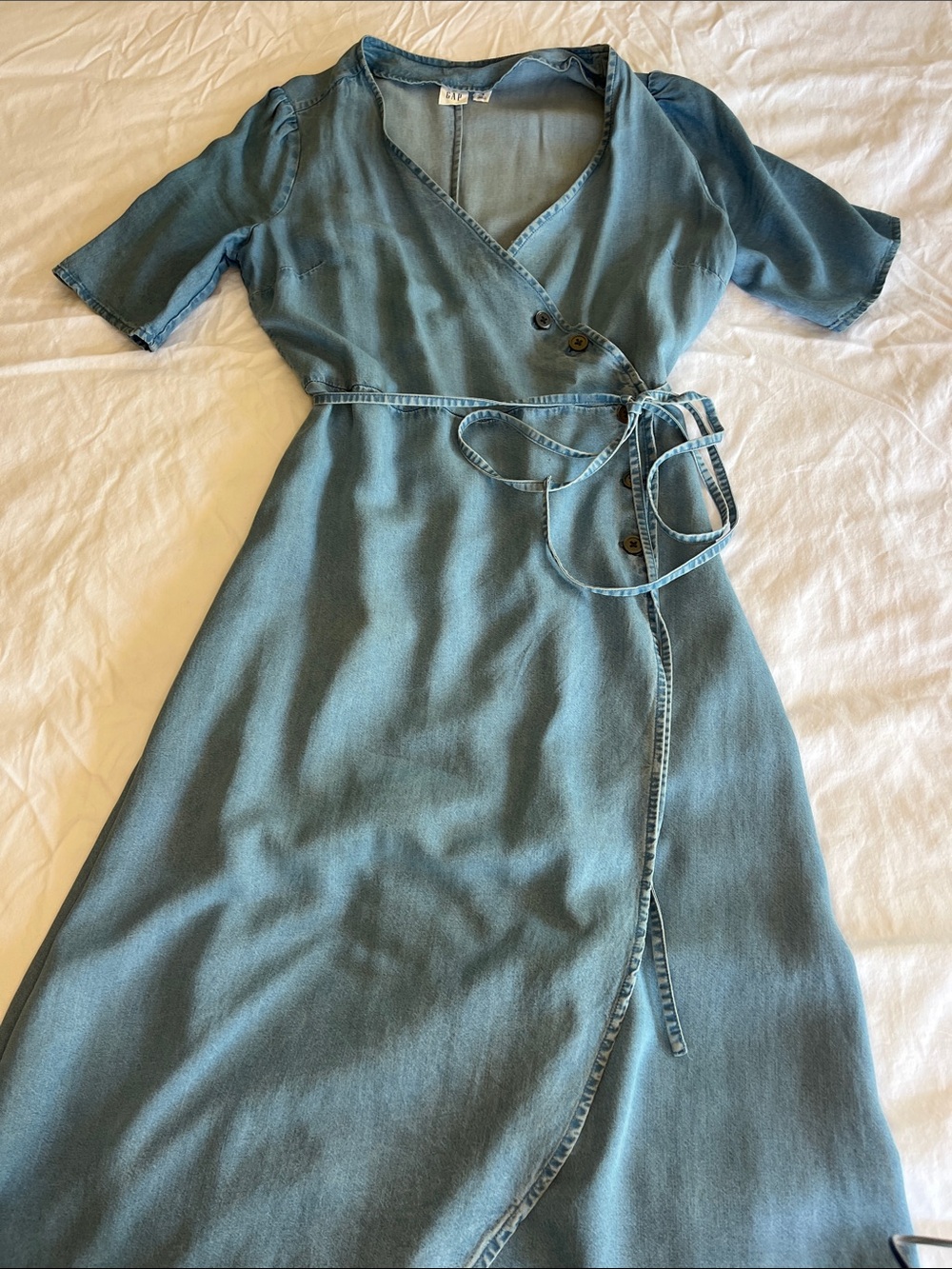GAP Teal Wrap-Style Dress with Tie Waist